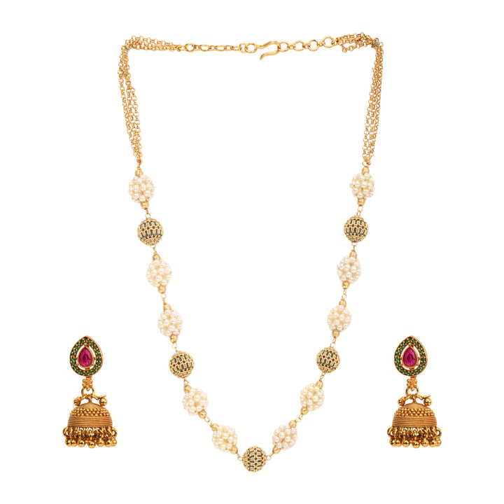 22k Gold Plated Sunheri Pushpa Necklace Set