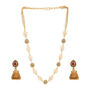 22k Gold Plated Sunheri Pushpa Necklace Set