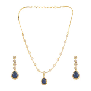 22k Gold Plated Gulnaar Neelam Necklace Set