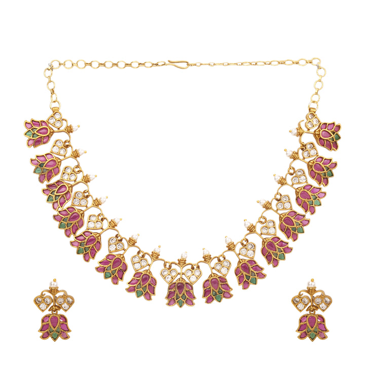 22k Gold Plated Sunheri Riwaaz Necklace Set