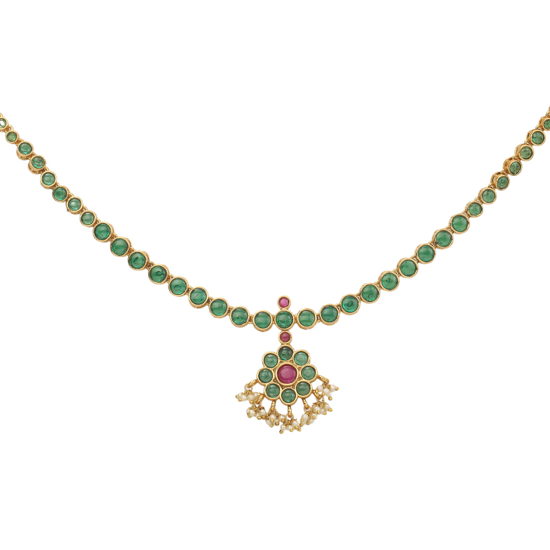 22k Gold Plated Sunheri Panna Necklace Set