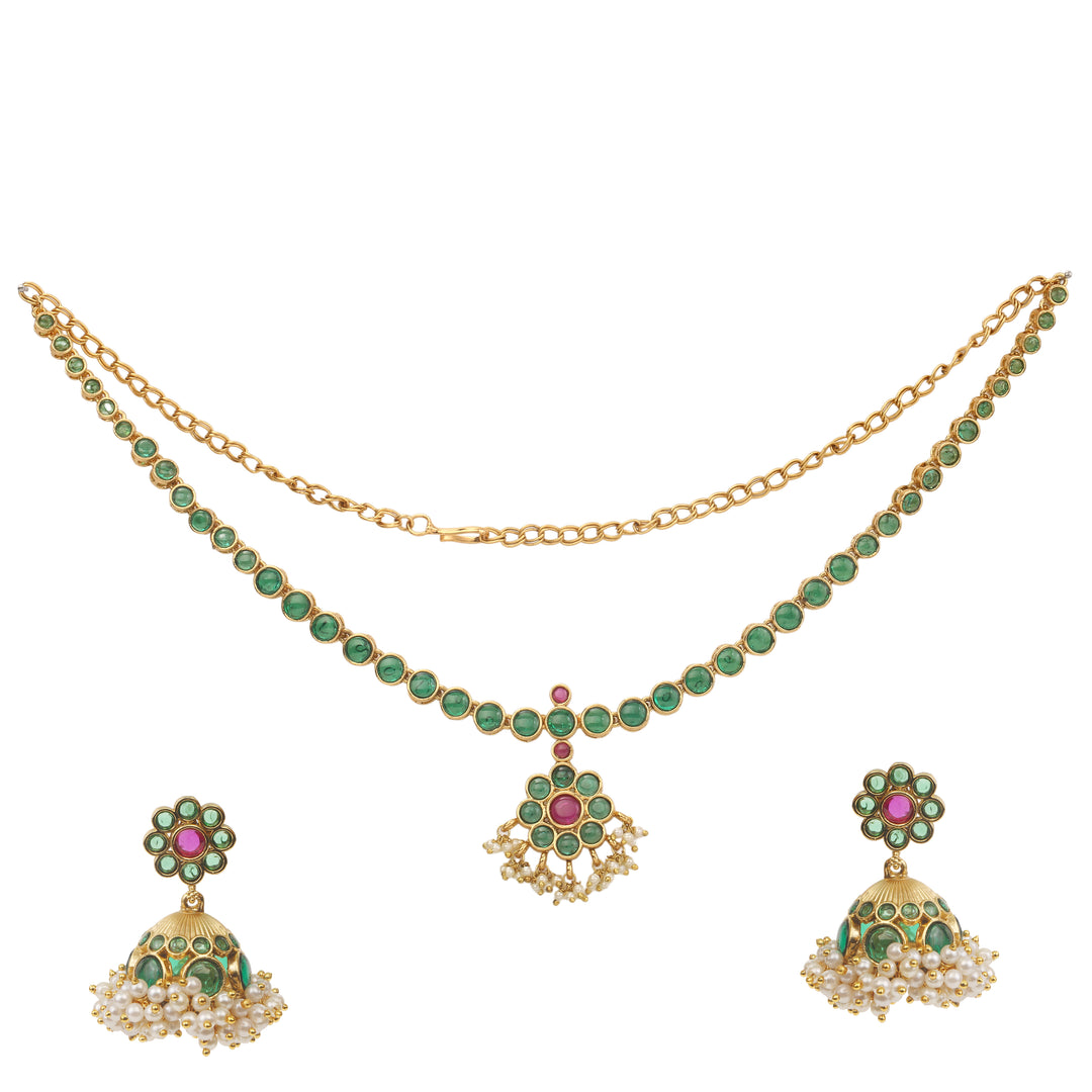 22k Gold Plated Sunheri Panna Necklace Set