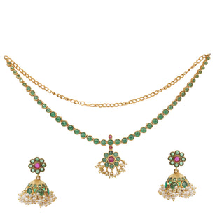 22k Gold Plated Sunheri Panna Necklace Set