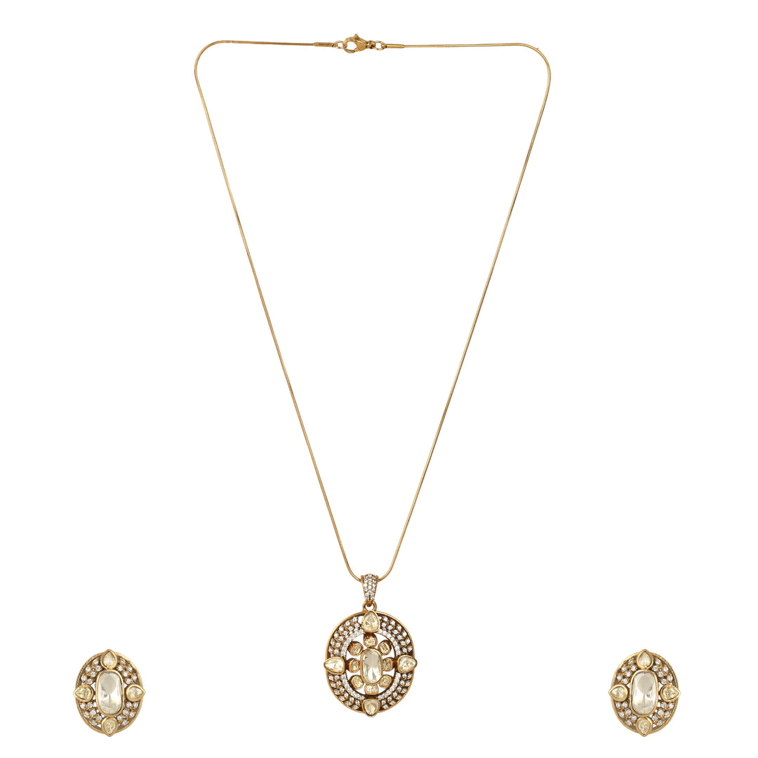 22k Gold Plated Gulnaar Ratna Pendant Set