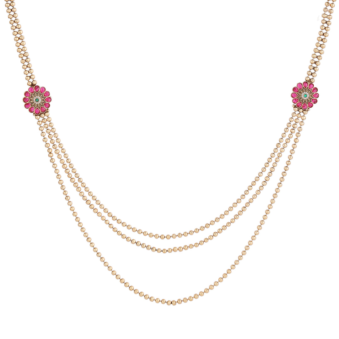 22k Gold Plated Kanchan Navaratna Necklace Set