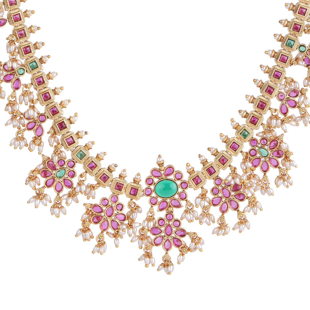 22k Gold Plated Kanchan Satyavati Necklace Set