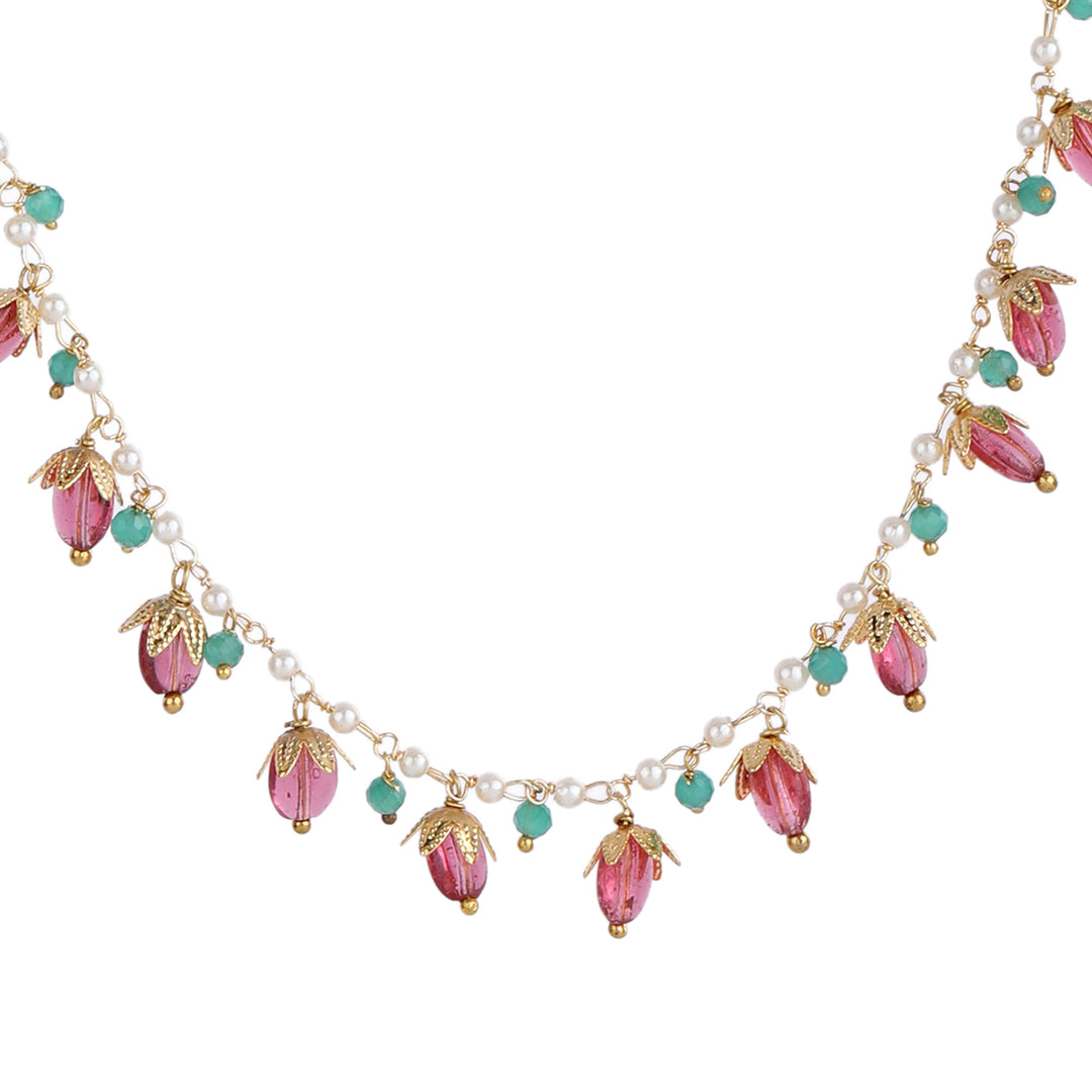 22k Gold Plated Gulabi Bhavika Necklace Set