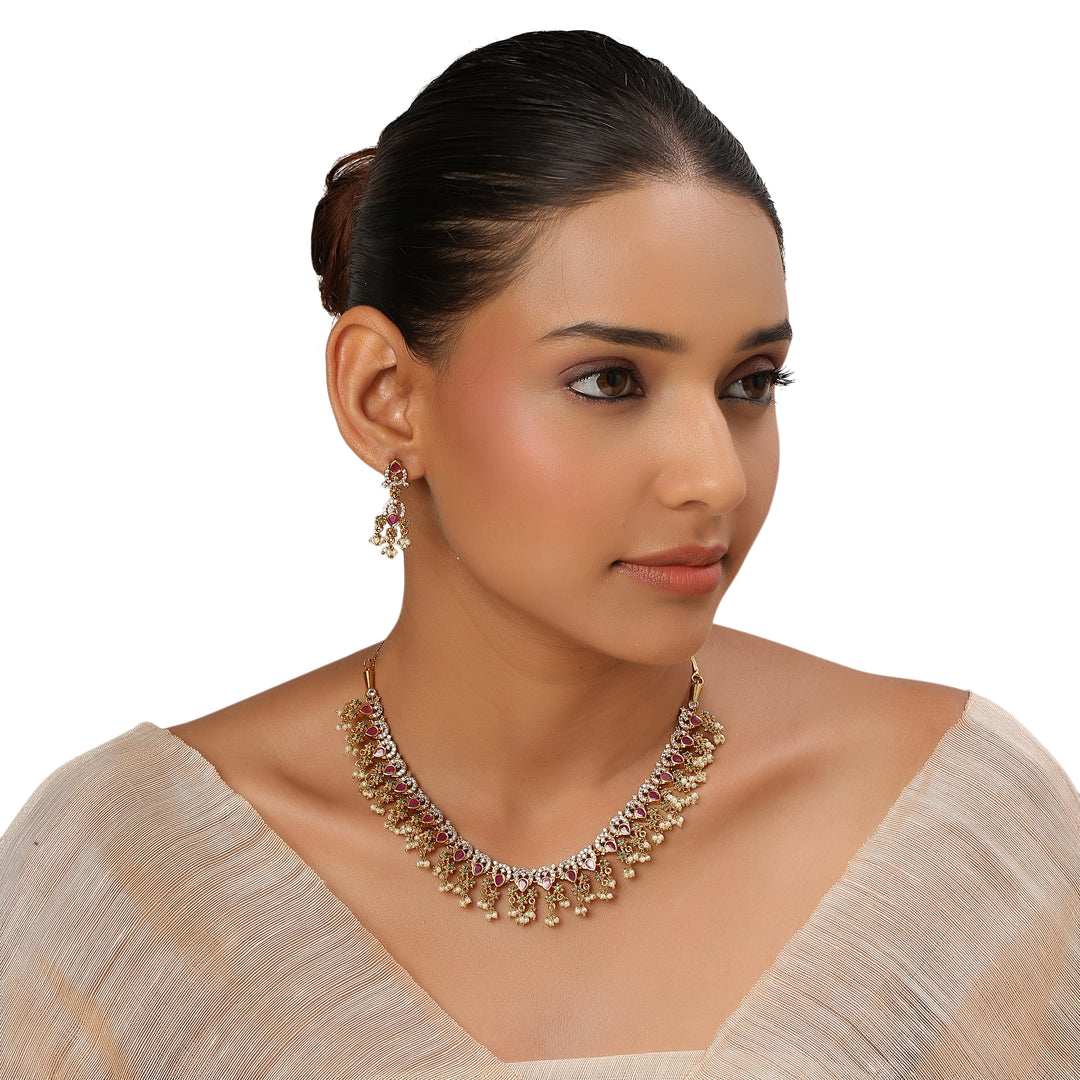 22k Gold Plated Kanchan Kamya Necklace Set