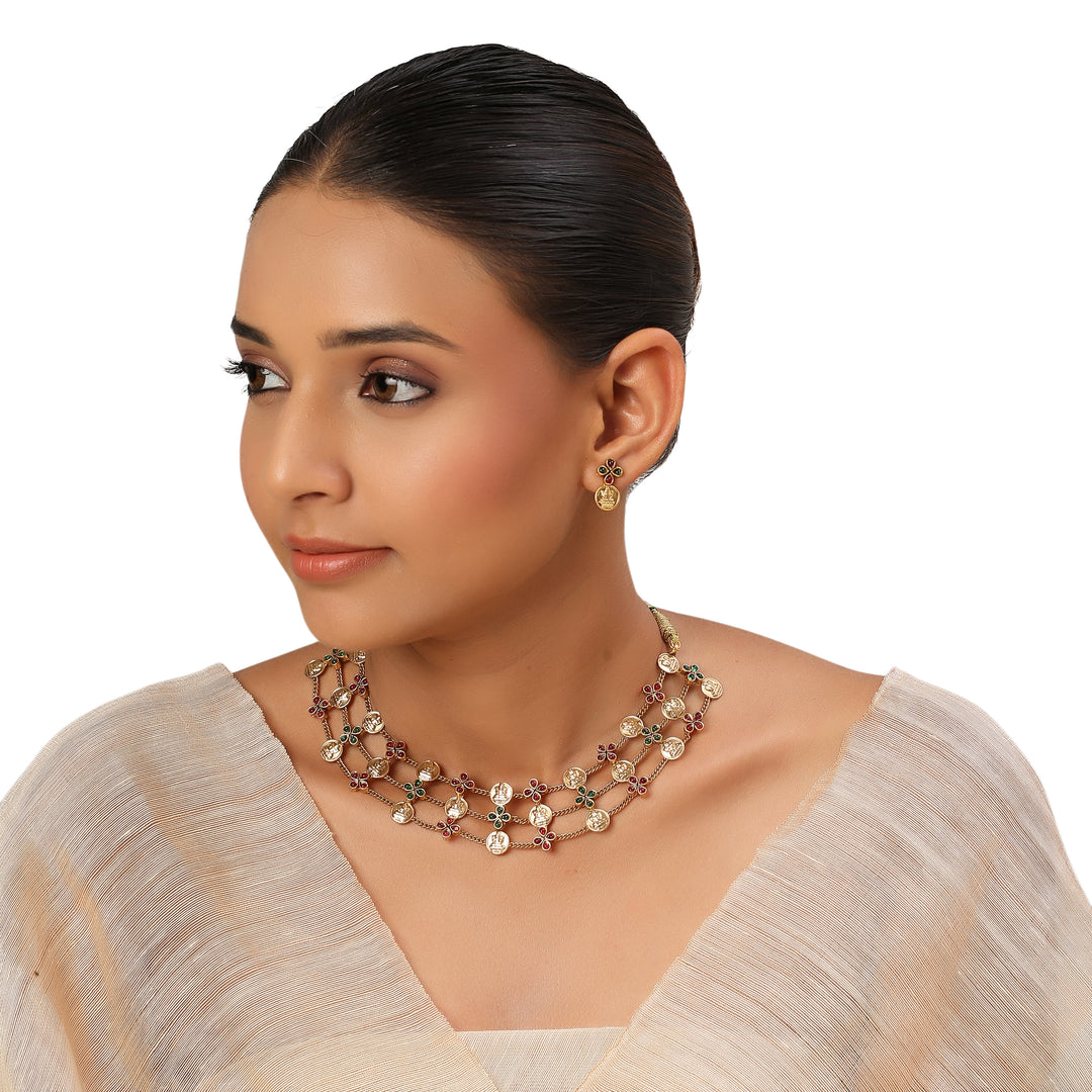 22k Gold Plated Kanchan Kasturi Necklace Set