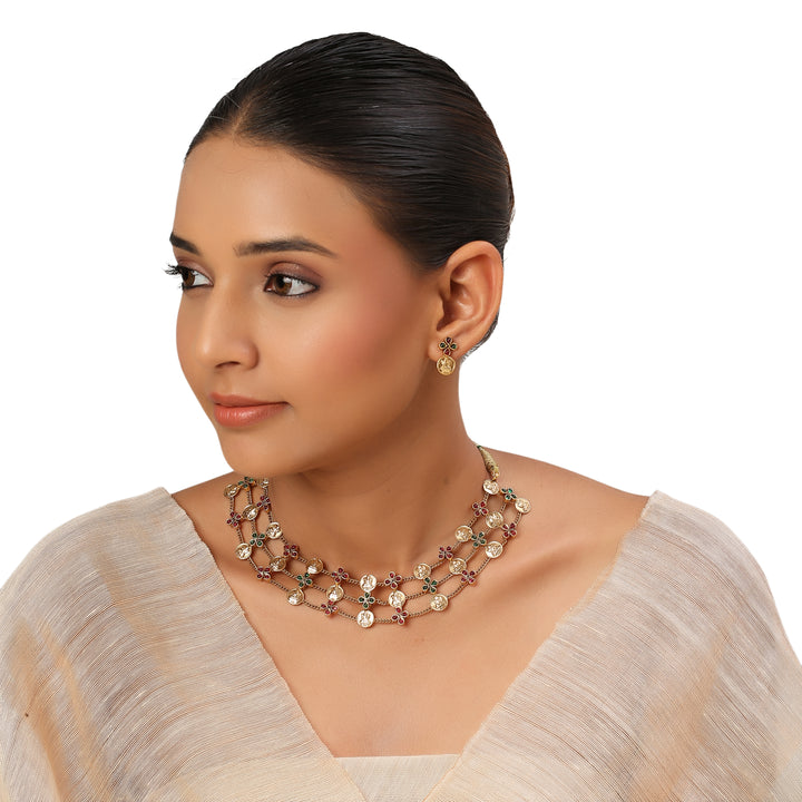 22k Gold Plated Kanchan Kasturi Necklace Set