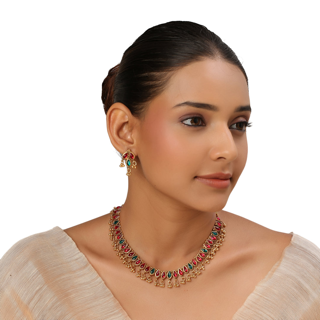 22k Gold Plated Kanchan Kundanika Necklace Set