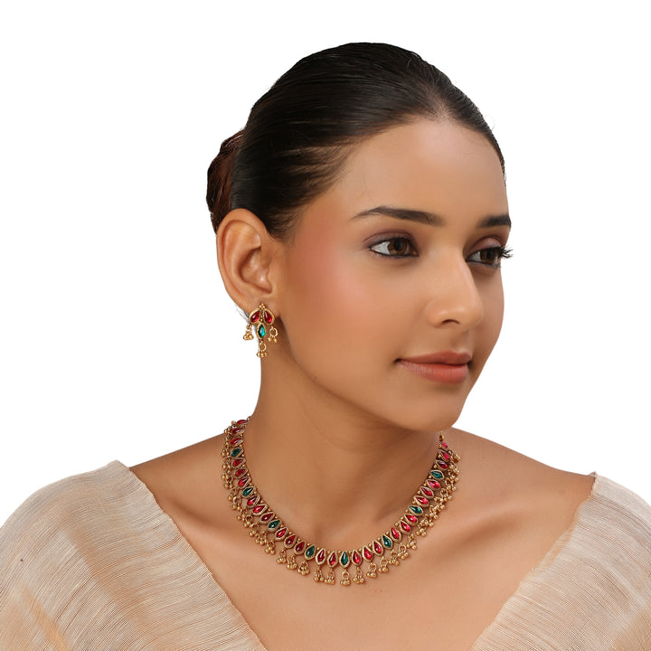 22k Gold Plated Kanchan Kundanika Necklace Set