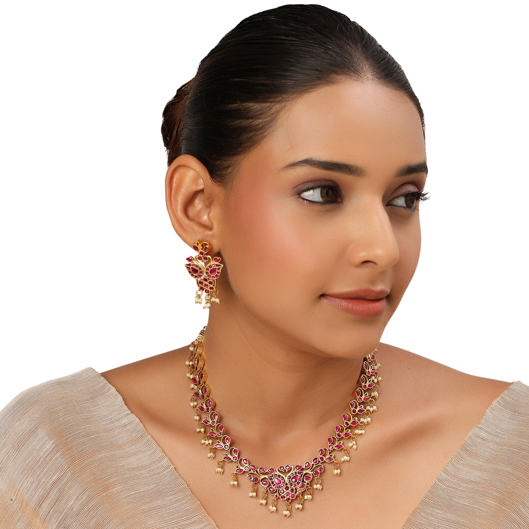 22k Gold Plated Kanchan Lalita Necklace Set