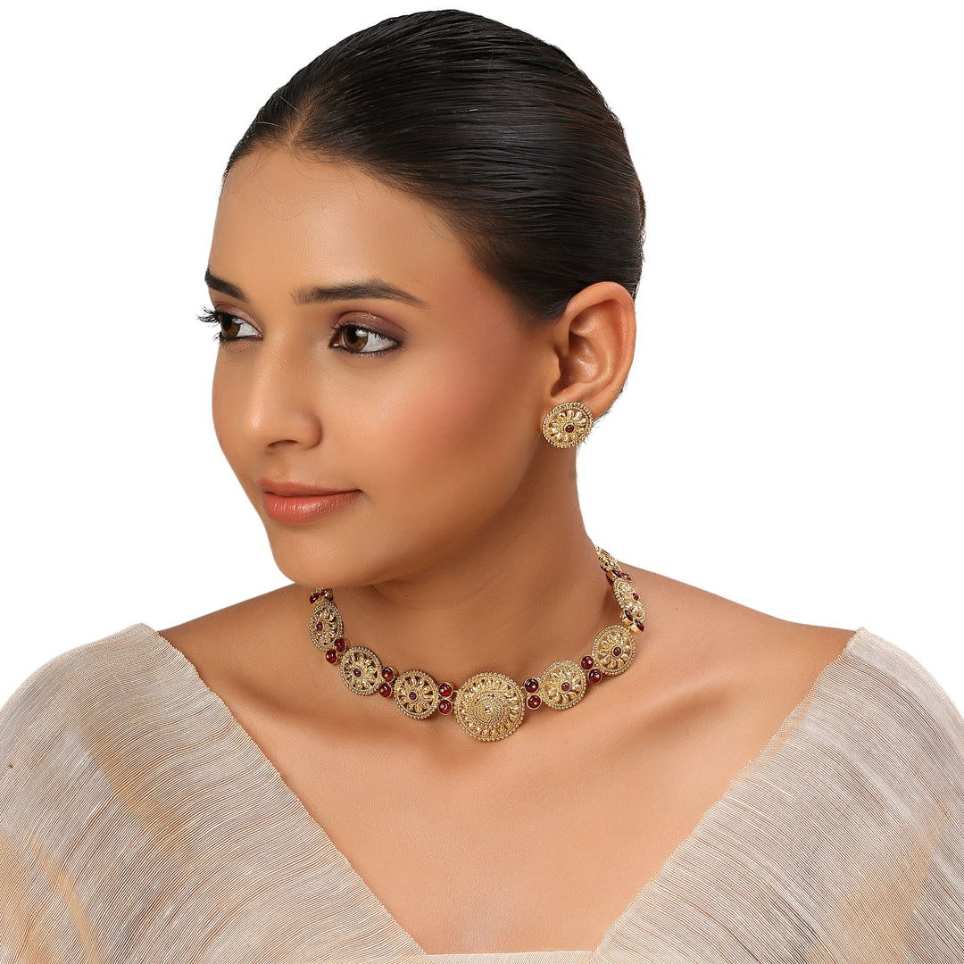 22k Gold Plated Kanchan Manjari Necklace Set