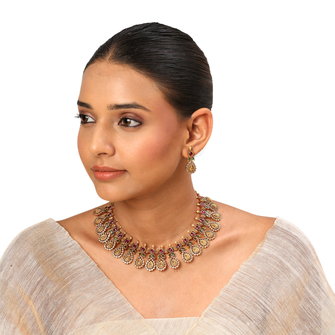 22k Gold Plated Kanchan Meghamala Necklace Set