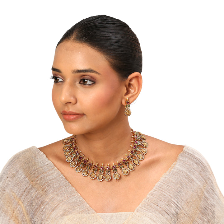 22k Gold Plated Kanchan Meghamala Necklace Set