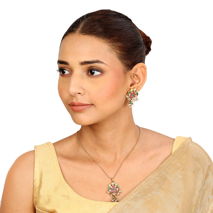 22k Gold Plated Sampada Gaurilekha Pendant set