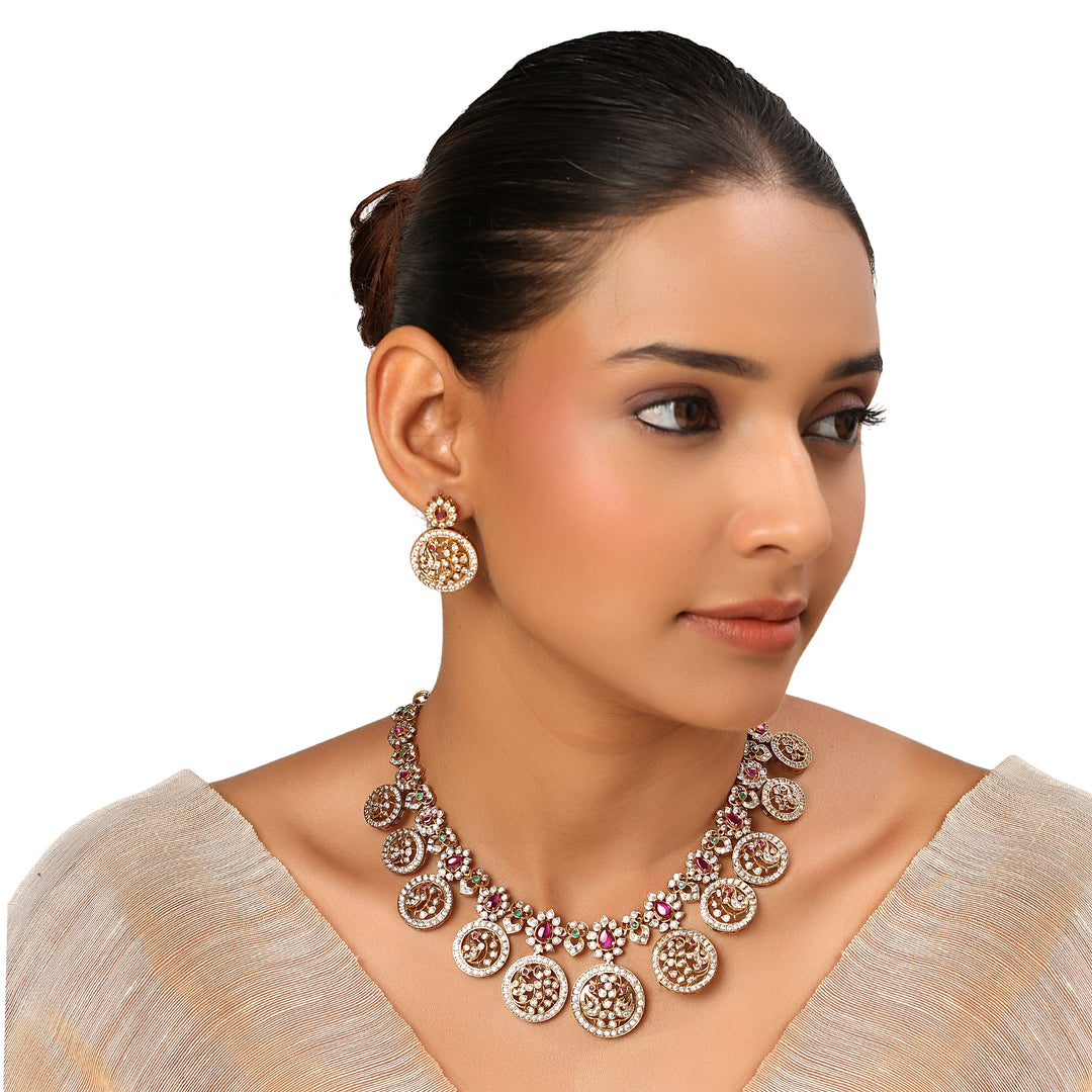 22k Gold Plated Kanchan Ratnamala Necklace Set