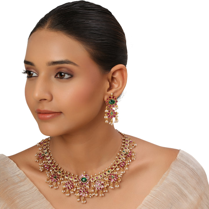 22k Gold Plated Kanchan Satyavati Necklace Set