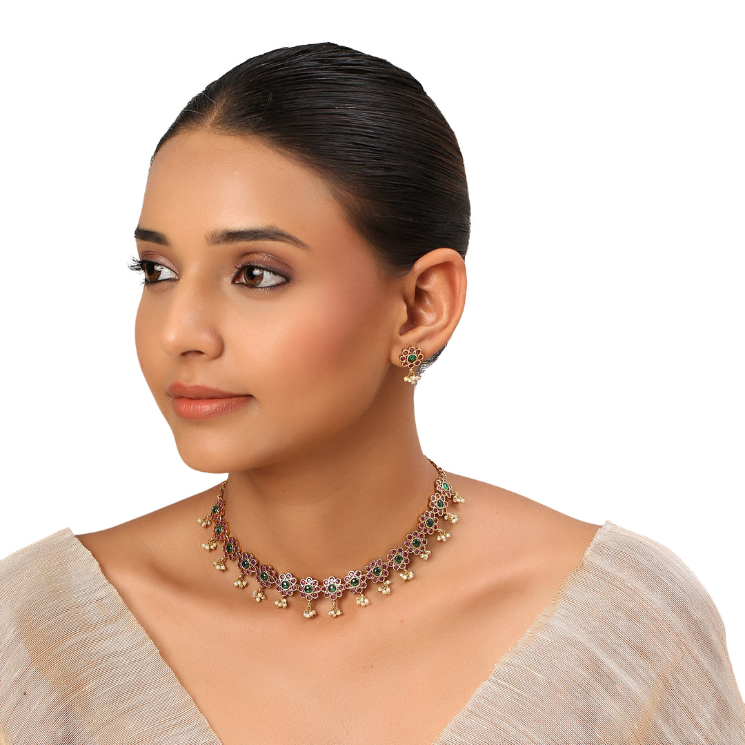 22k Gold Plated Kanchan Uma Necklace Set