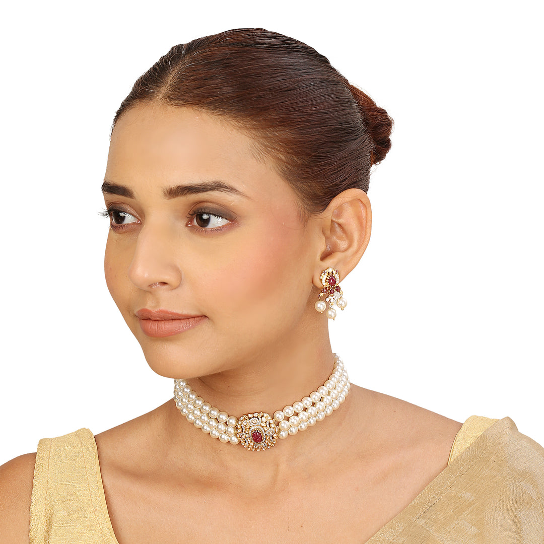 22k Gold Plated Sampada Hemakshi Choker set
