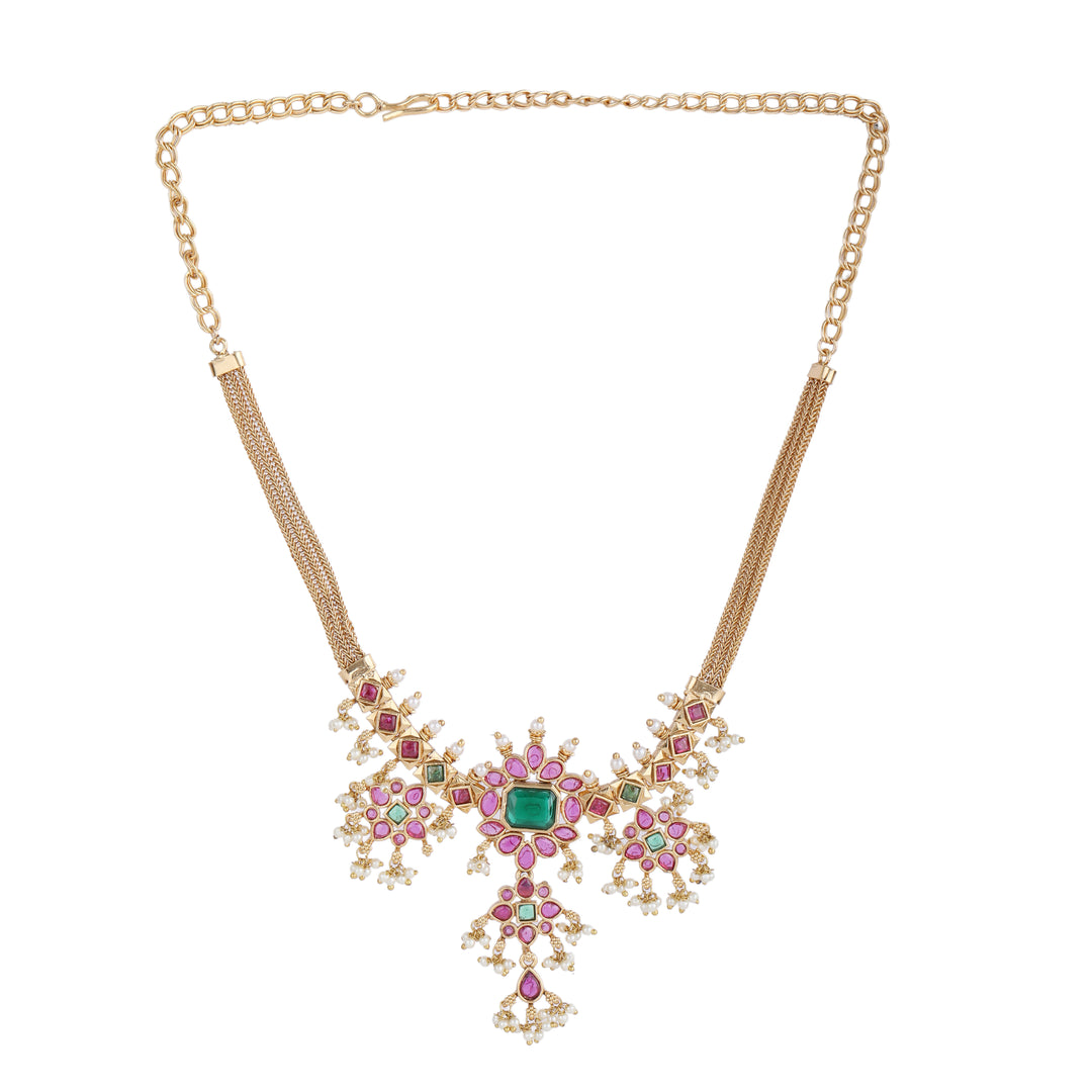 22k Gold Plated Kanchan Sharada Necklace Set