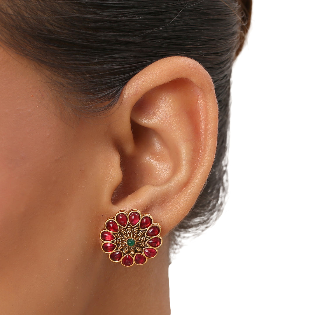 22k Gold Plated Kanchan Navaratna Necklace Set