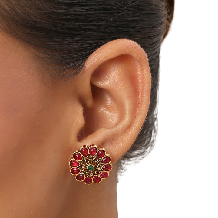 22k Gold Plated Kanchan Navaratna Necklace Set