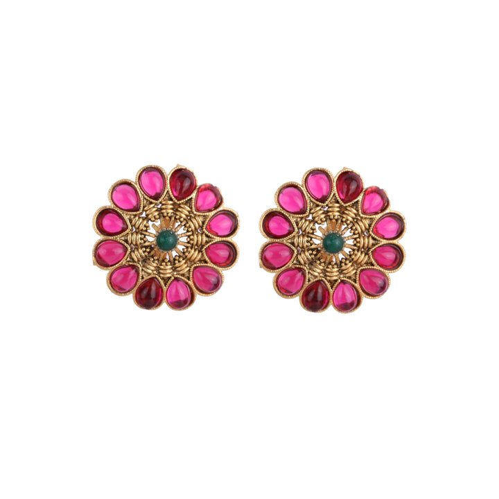 22k Gold Plated Kanchan Navaratna Necklace Set