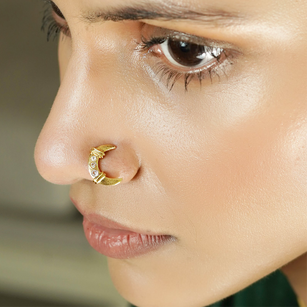 22k Gold Plated Chand Nosepin (Clip On)