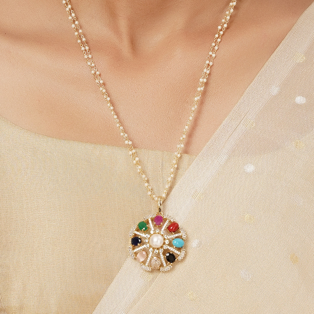 22k Gold Plated Varsha Madhavi Pendant Set