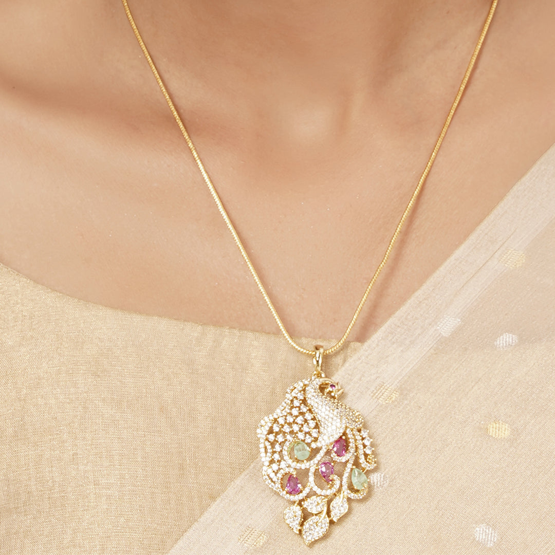 22k Gold Plated Varsha Chetna Pendant Set