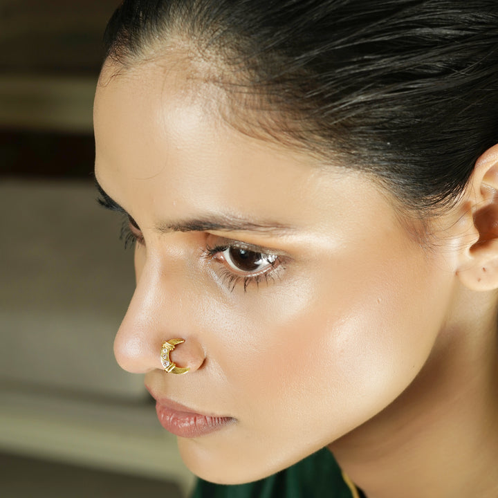 22k Gold Plated Chand Nosepin (Clip On)
