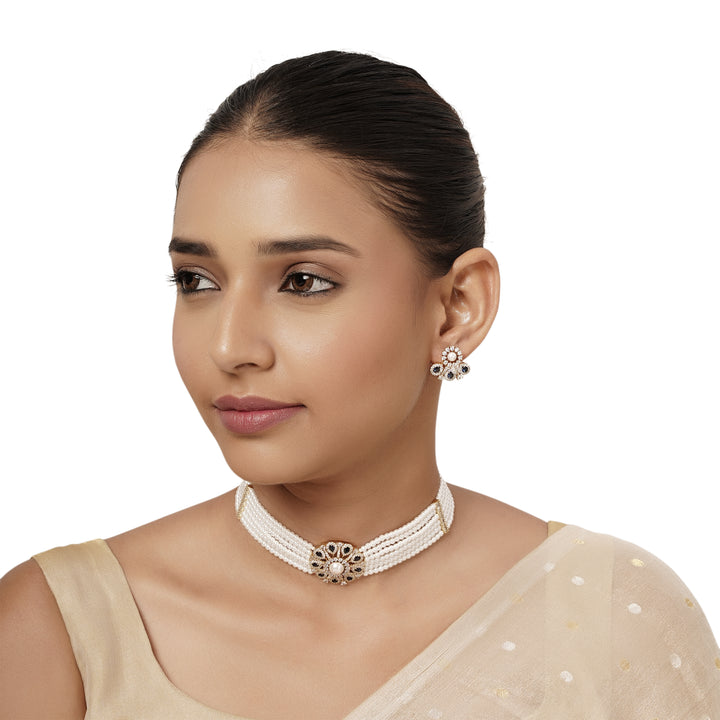 22k Gold Plated Varsha Damini Necklace Set