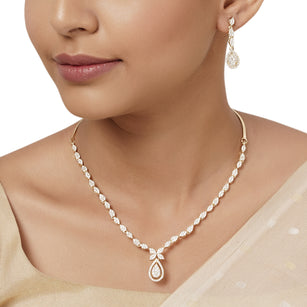 22k Gold Plated Varsha Deepanjali Pendant Set