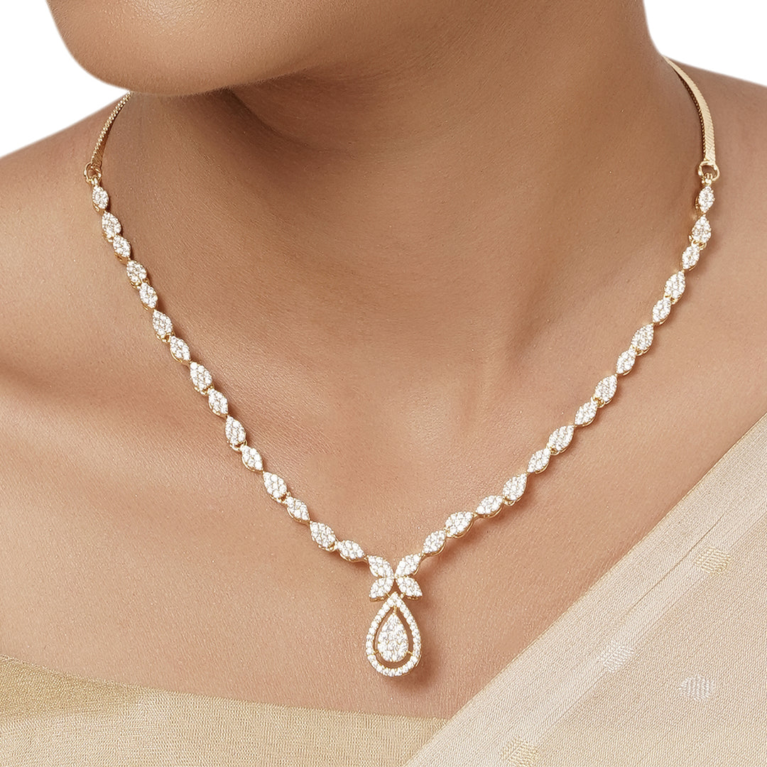 22k Gold Plated Varsha Deepanjali Pendant Set