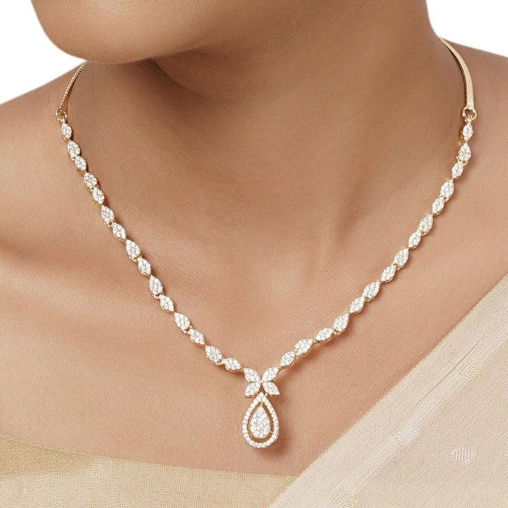 22k Gold Plated Varsha Deepanjali Pendant Set