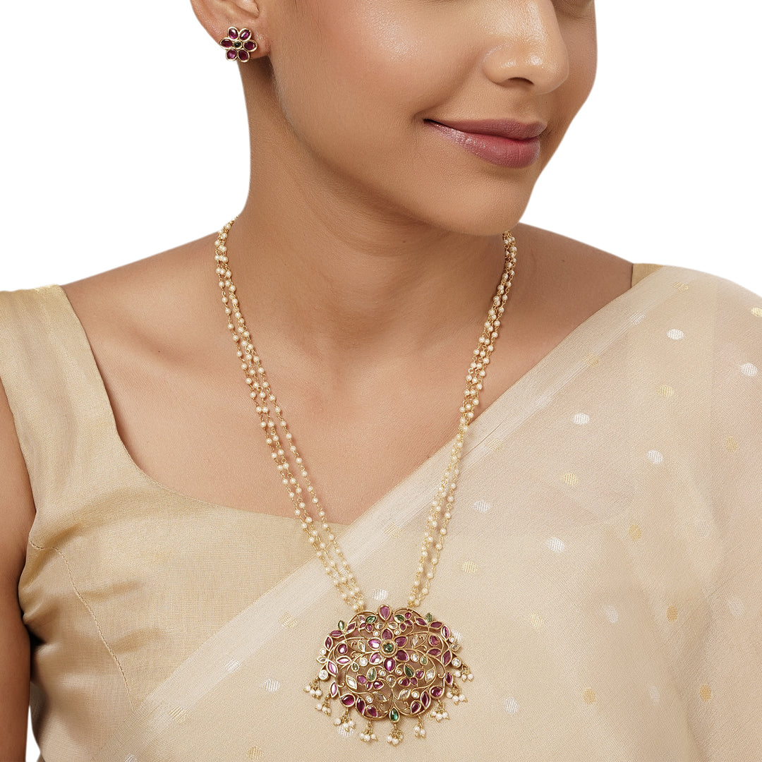 22k Gold Plated Varsha Dipali Pendant Set