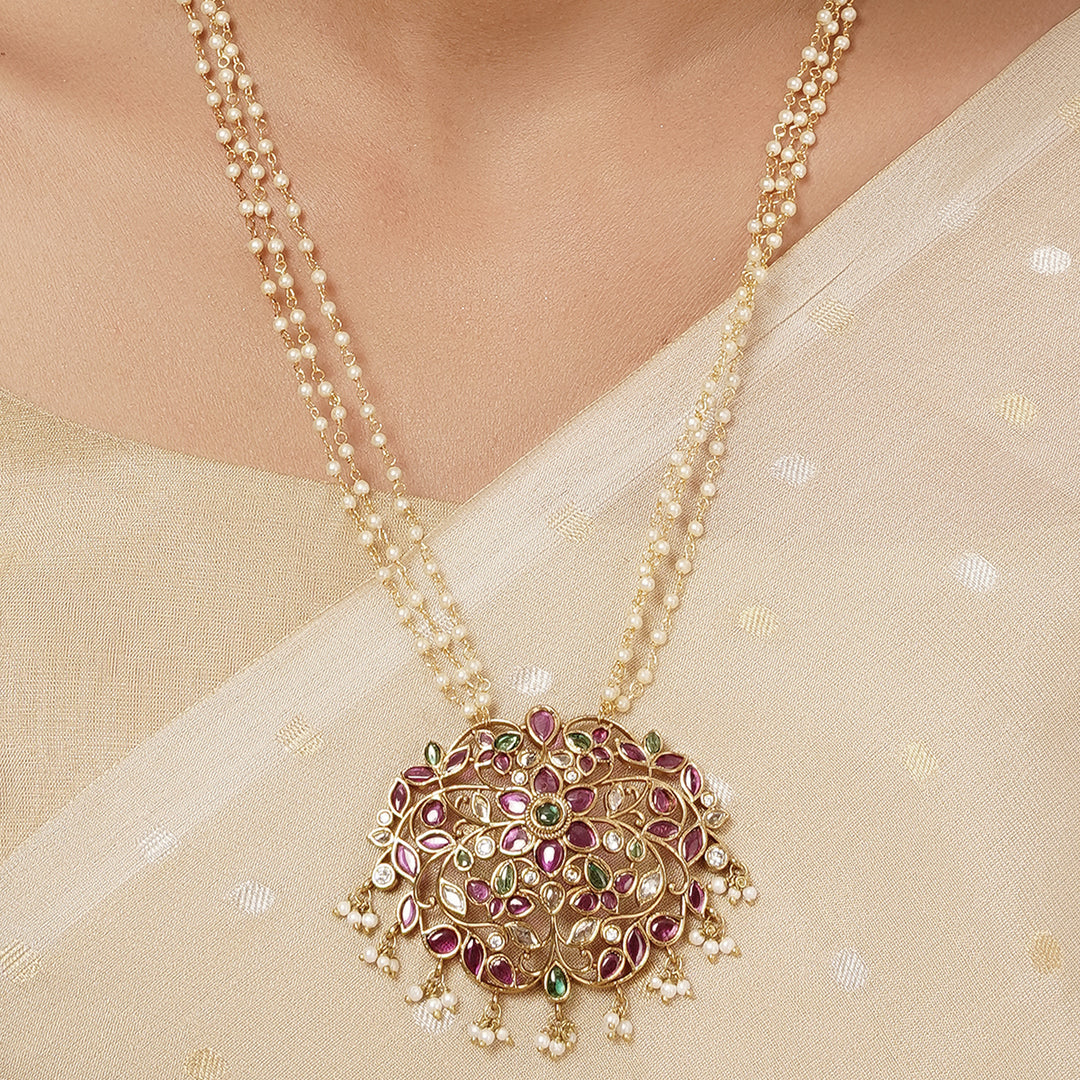 22k Gold Plated Varsha Dipali Pendant Set