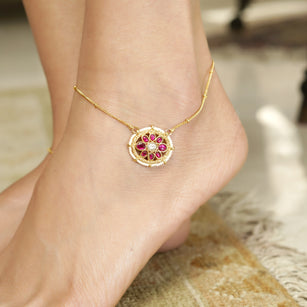 22k Gold Plated Ovel Kundan Payal