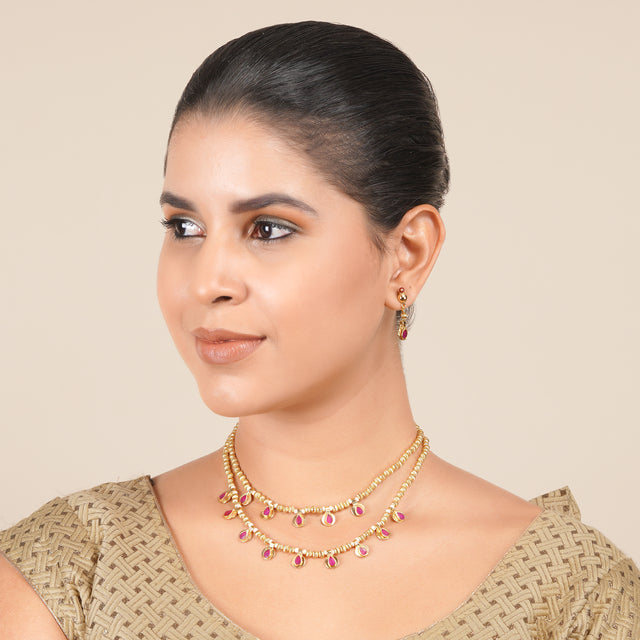 22k Gold Plated Hamsini Necklace Set