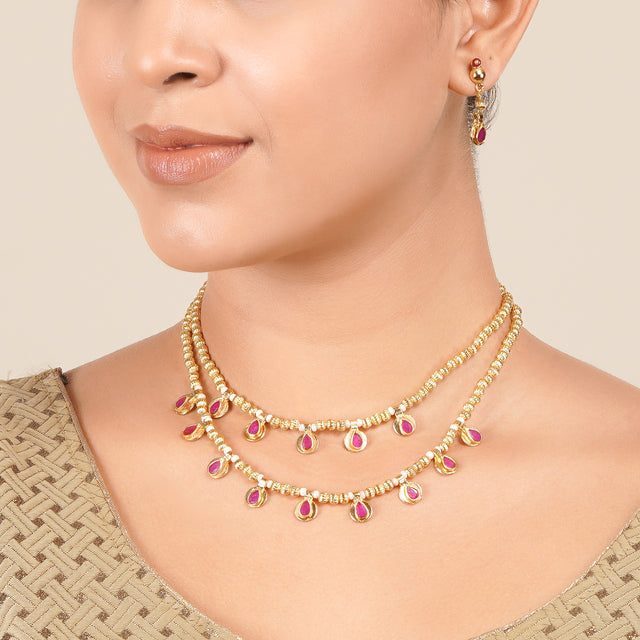 22k Gold Plated Hamsini Necklace Set