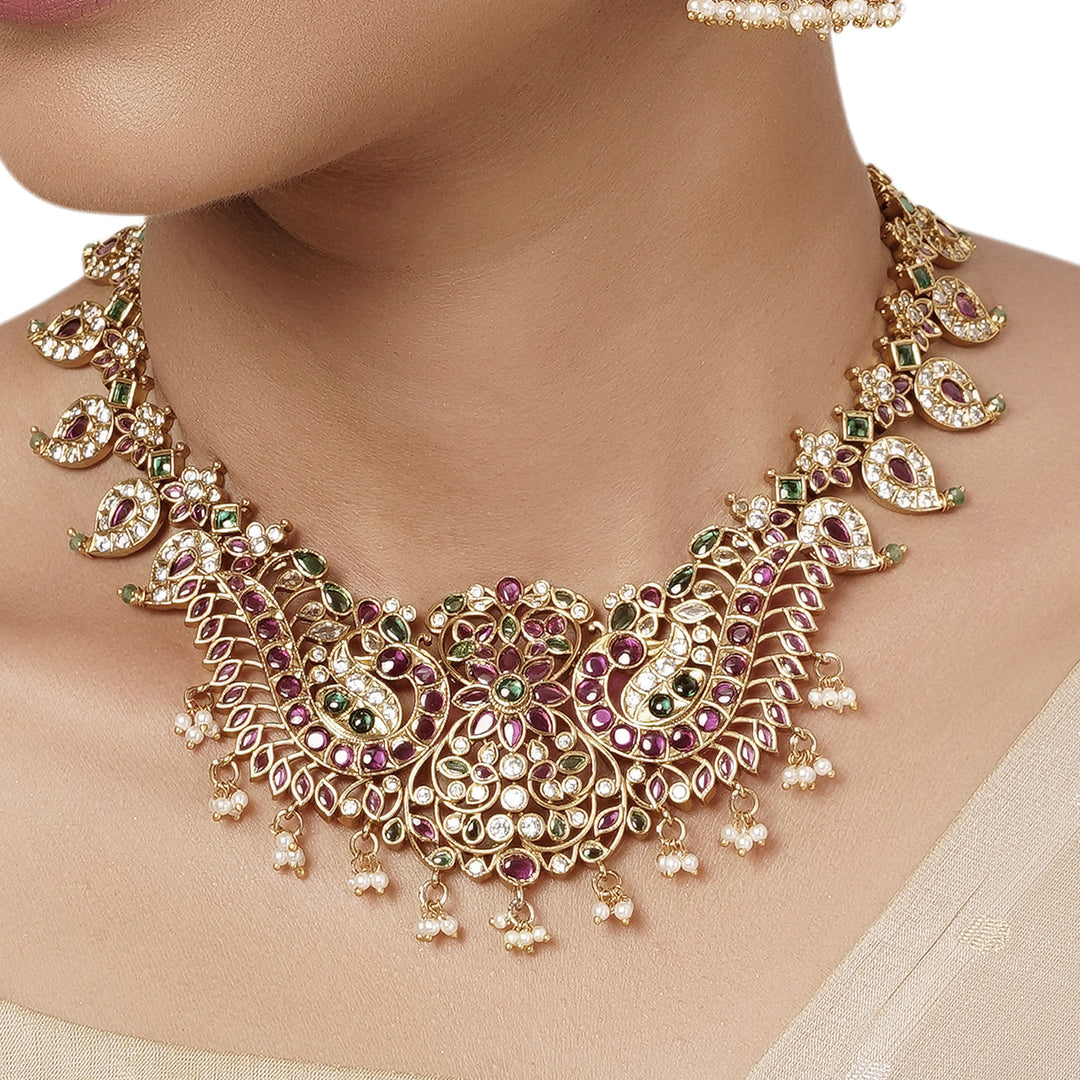 22k Gold Plated Varsha Kavyanjali Necklace Set