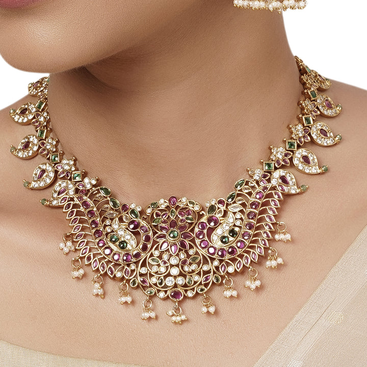 22k Gold Plated Varsha Kavyanjali Necklace Set