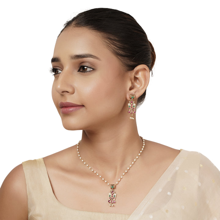22k Gold Plated Varsha Nihar Pendant Set