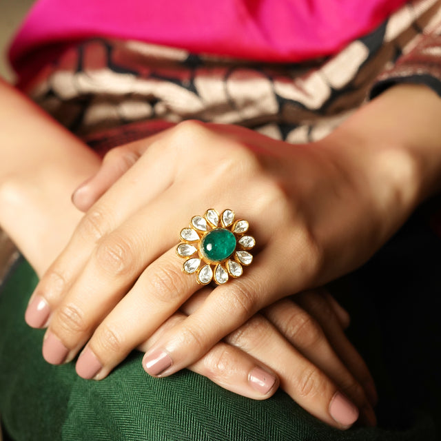 Meghana 22k Gold Plated Ring