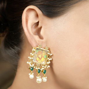 22k Gold Plated Krishna Gopika Earring