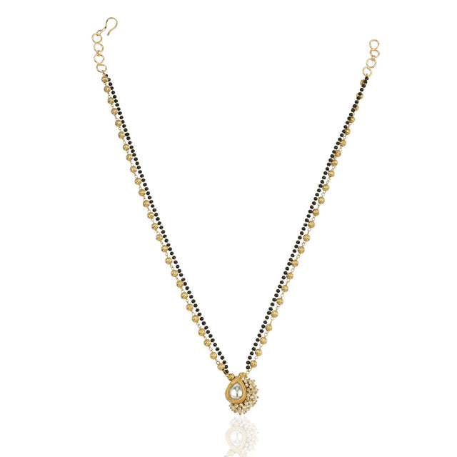 Gold Plated Kundan Pearl Mangalsutra .