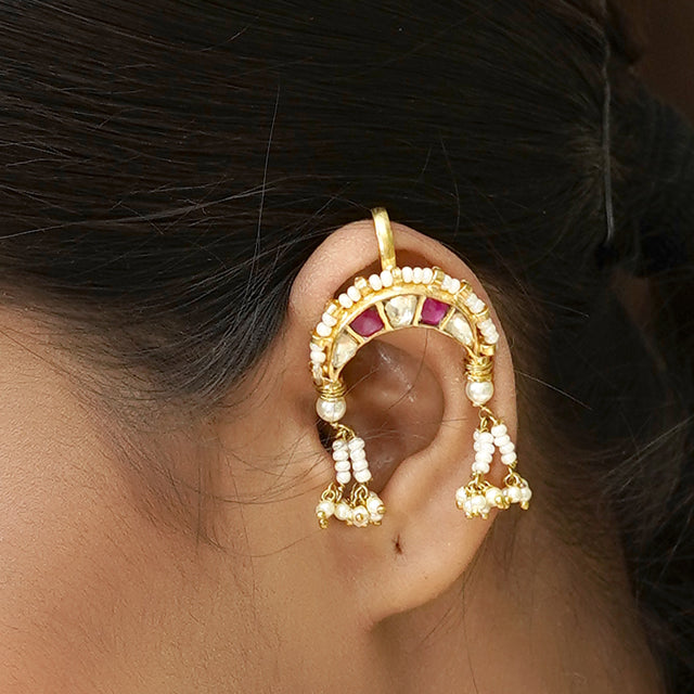 22k Gold Plated White Pink Earcuff