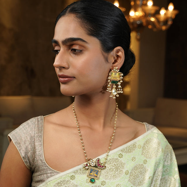Madhubani Pichwai 22k Gold Plated Necklace